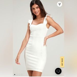 NWT- Lulus Miriam White Ruffled Bodycon Dress